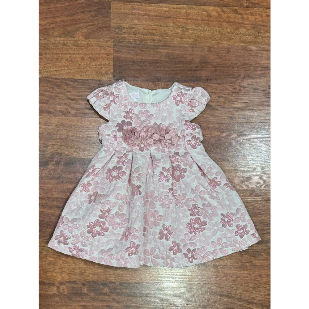Bonnie Baby - Blush Pink Floral Embroidered Party Dress